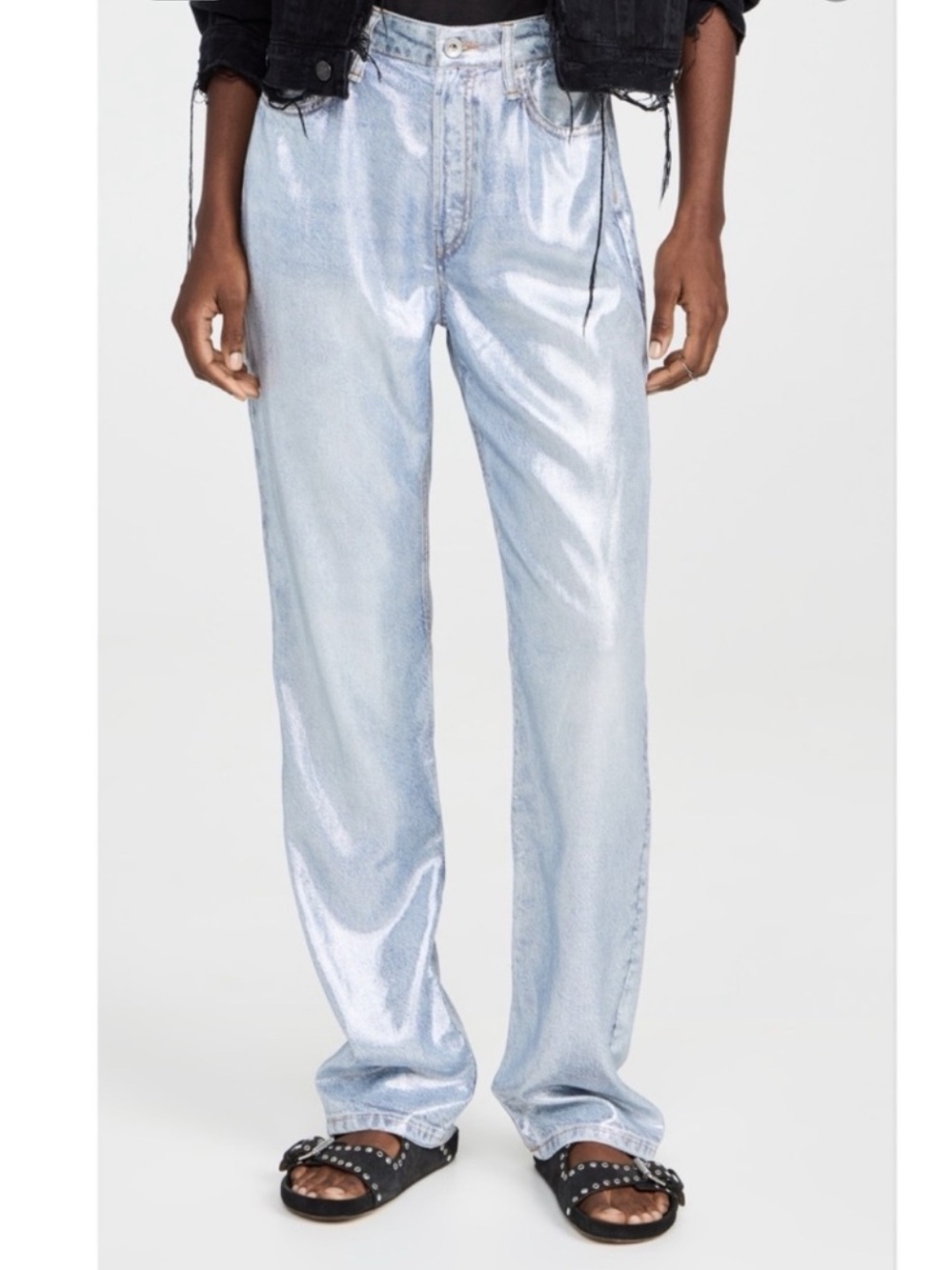 Rag & Bone Alex Liquid Miramar Straight-Leg Pants Luna Silver 25